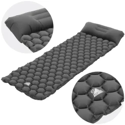 ECD Germany Luchtbed Grijs Opblaasbaar Campingmatras Ultralichte Slaapmat Met Kussen