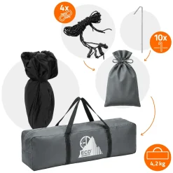 ECD Germany - Pop up tent - grijs - 240x210x130 cm - voor camping en wandelen 3-4 personen