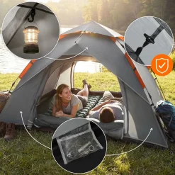ECD Germany - Pop up tent - grijs - 240x210x130 cm - voor camping en wandelen 3-4 personen