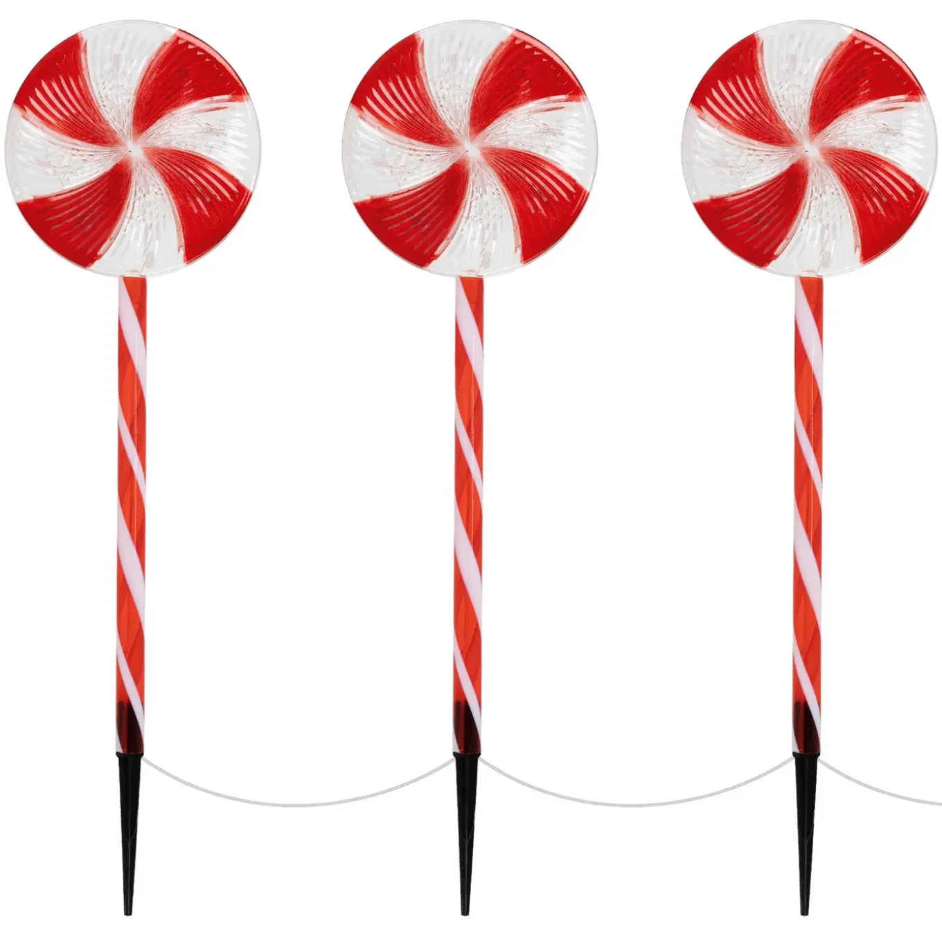 ECD Germany Set van 3 LED lolly kerstpad buiten, 60 LED 3m, 8 standen, werkt