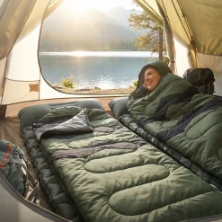 ECD Germany Slaapzak Outdoor Khaki 210 Cm 3-seizoenen Compacte Kampeerdeken Warm