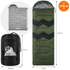 ECD Germany Slaapzak Outdoor Khaki 210 Cm 3-seizoenen Compacte Kampeerdeken Warm