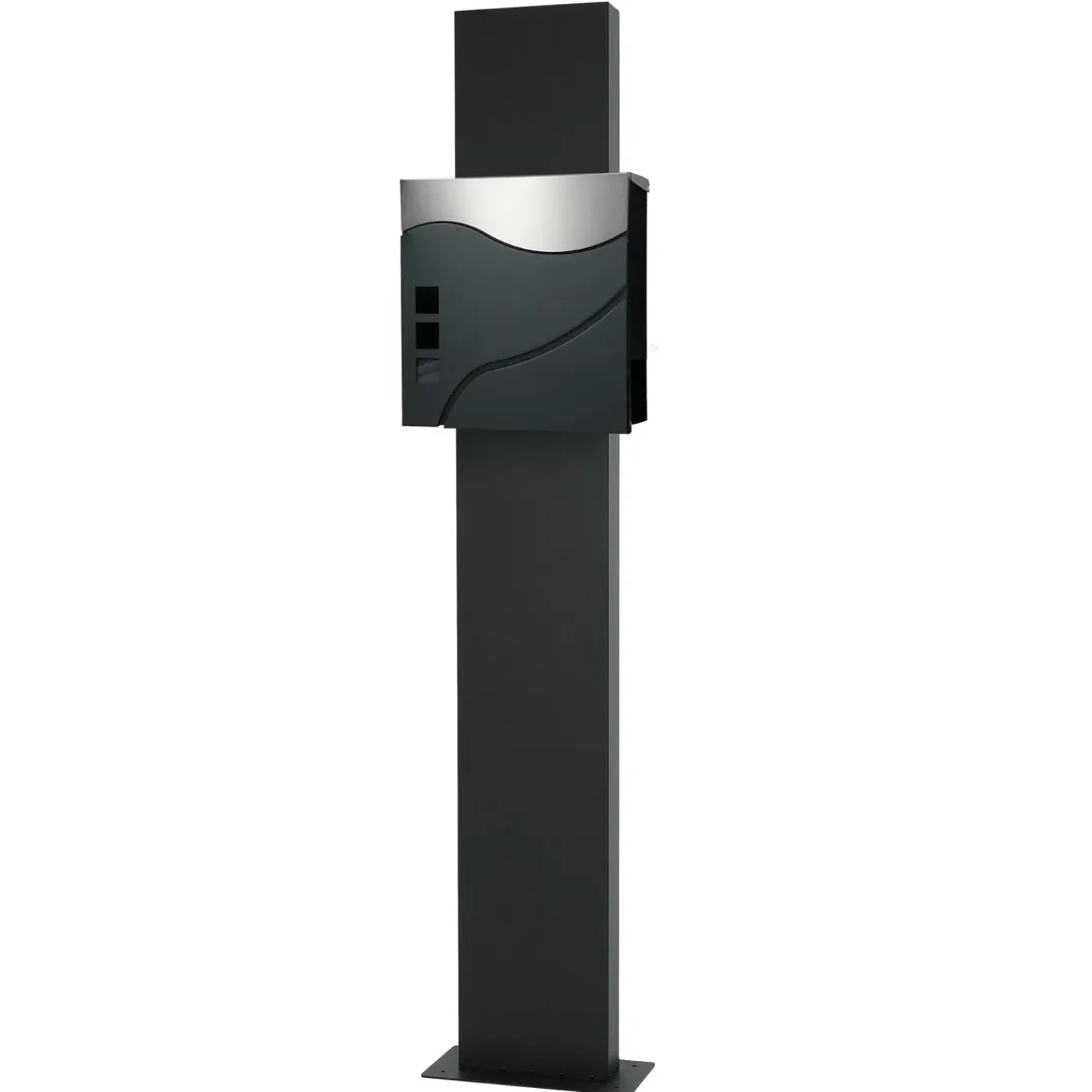 ECD Germany Stand brievenbus met krantenvak, brievenbus antraciet/zilver 37x36,5 cm