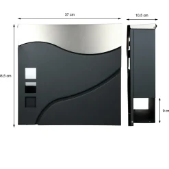 ECD Germany Stand brievenbus met krantenvak, brievenbus antraciet/zilver 37x36,5 cm