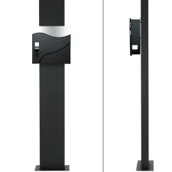 ECD Germany Stand brievenbus met krantenvak, brievenbus antraciet/zilver 37x36,5 cm