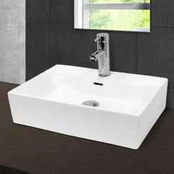 ECD Germany Wastafel Wastafel 515x360x130 mm keramiek wit incl. afvoerset voor wastafel