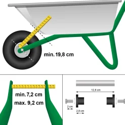 ECD Germany Wiel voor Kruiwagen - 4.80/4.00-8 - met As - Ø Wiel 390 mm
