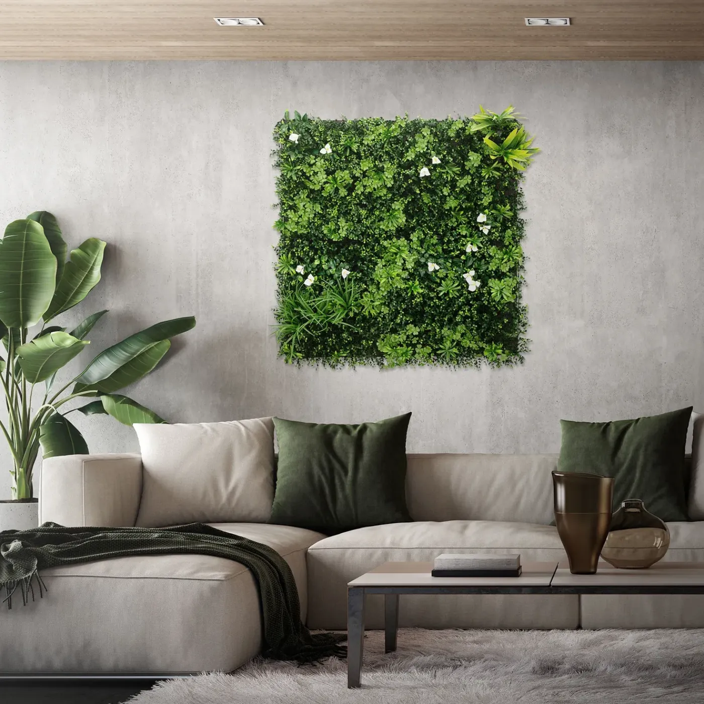 ECD Germany 4x Kunstplanten Muurpanelen 50x50 Cm Pachysandra Buiten Zichtpaneel Privacy Uv