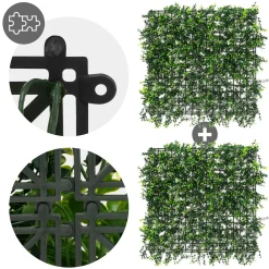 ECD Germany 4x Kunstplanten Muurpanelen 50x50 Cm Pachysandra Buiten Zichtpaneel Privacy Uv