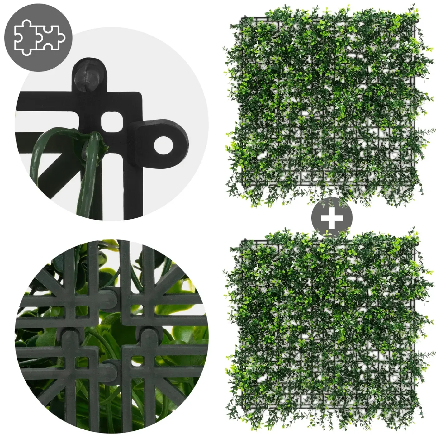 ECD Germany 4x Kunstplanten Muurpanelen 50x50 Cm Pachysandra Buiten Zichtpaneel Privacy Uv