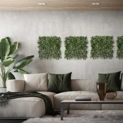ECD Germany 4x Kunstplanten Muurpanelen 50x50 Cm Pachysandra Buiten Zichtpaneel Privacy Uv