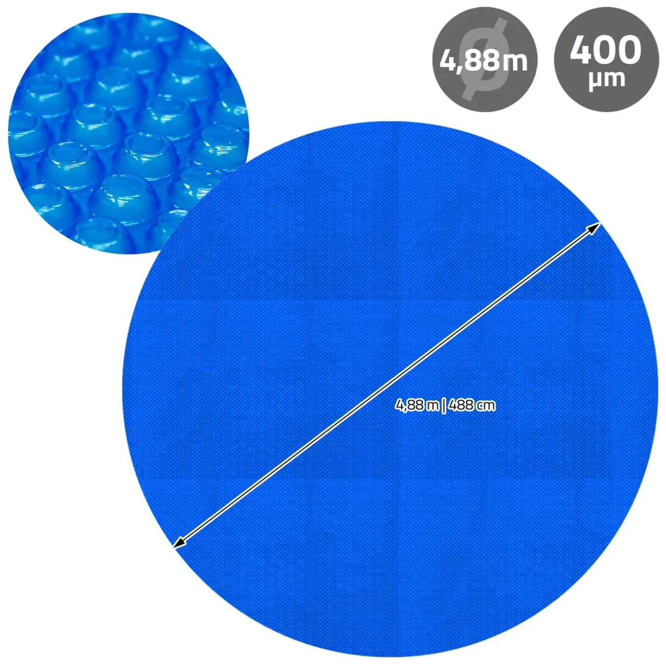 ECD Germany - Zonnefolie Voor Zwembad - Blauw - Rond Ø 549 Cm - Materiaaldikte 400 Μm