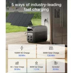 EcoFlow DELTA 3 Power Station - 1024Wh 1800W te boosten tot 2400W