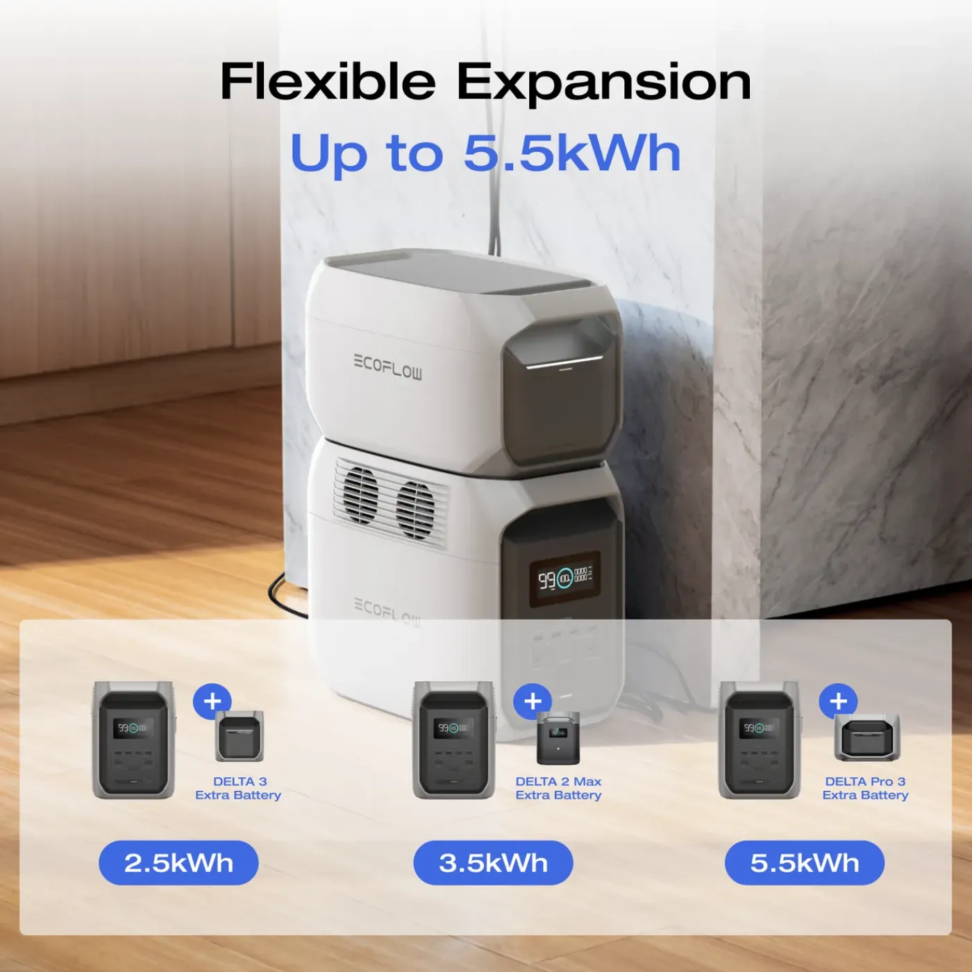 EcoFlow DELTA 3 UPS Power Station - 1800 W te boosten tot 2400 W