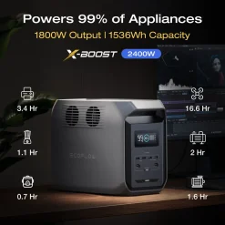 EcoFlow DELTA 3 UPS Power Station - 1800 W te boosten tot 2400 W