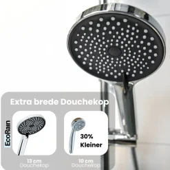 EcoRain 50% Waterbesparende Douchekop Charly 13 Cm Chroom - 3 Standen Handdouche-luxe Regendouchekop