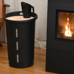 Eda - Houtpellets Opslag Met Deksel - 38 Liter - 25 Kg - 60,5 Cm Hoog - Kunststof