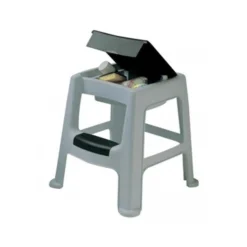 Eda Plastique Tabouret Stapelstoel - Eda Plastic - 2 Treden Met Opbergkoffer - Grijs