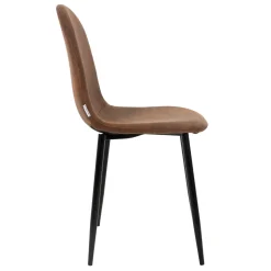 Eetkamerstoelen met rugleuning set van 4 bruin PU kunstleer met metalen poten ML-Design