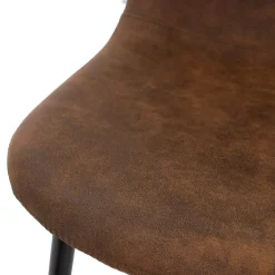 Eetkamerstoelen met rugleuning set van 4 bruin PU kunstleer met metalen poten ML-Design