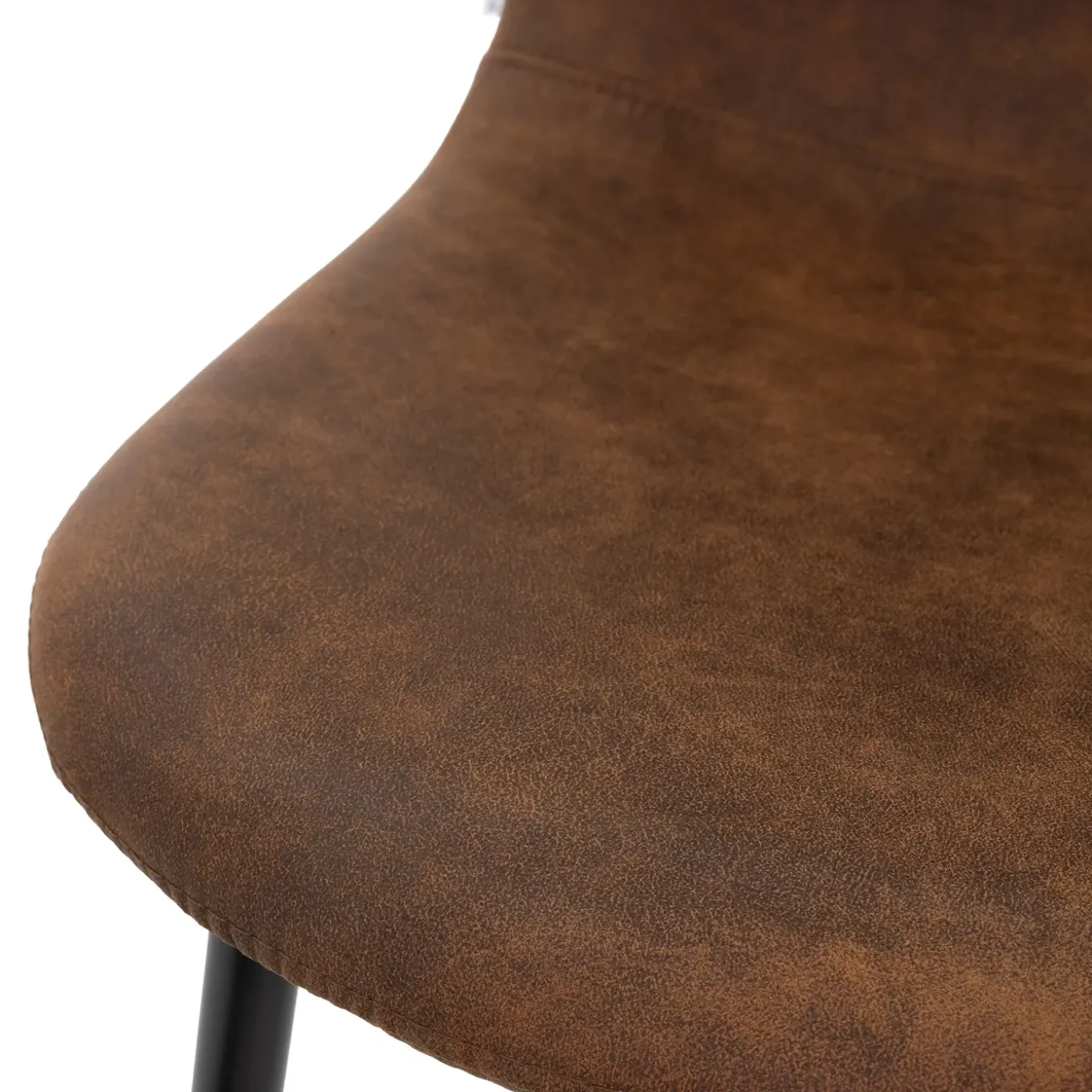 Eetkamerstoelen met rugleuning set van 4 bruin PU kunstleer met metalen poten ML-Design