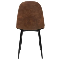 Eetkamerstoelen met rugleuning set van 4 bruin PU kunstleer met metalen poten ML-Design