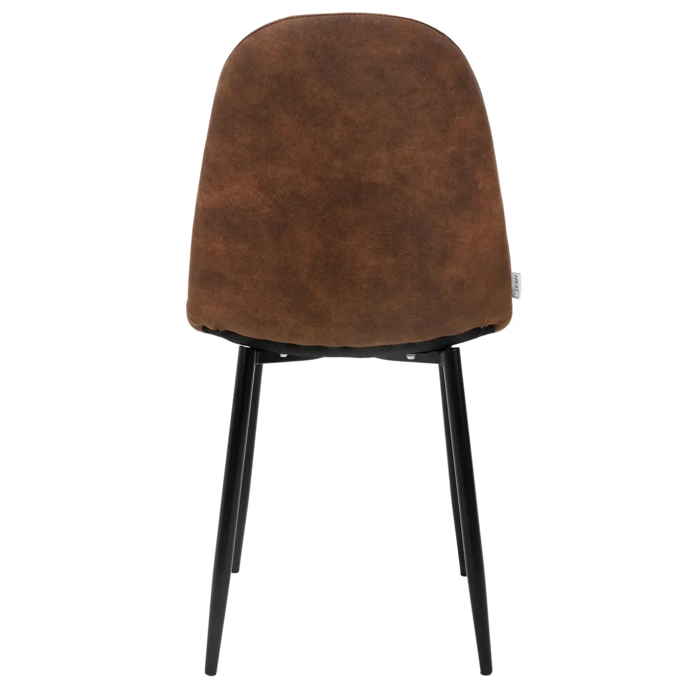 Eetkamerstoelen met rugleuning set van 4 bruin PU kunstleer met metalen poten ML-Design