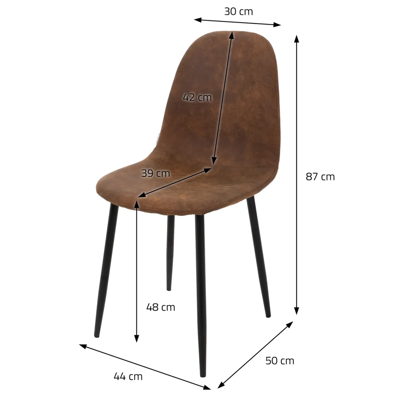 Eetkamerstoelen met rugleuning set van 4 bruin PU kunstleer met metalen poten ML-Design