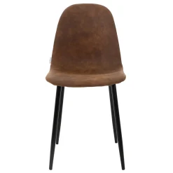 Eetkamerstoelen met rugleuning set van 4 bruin PU kunstleer met metalen poten ML-Design