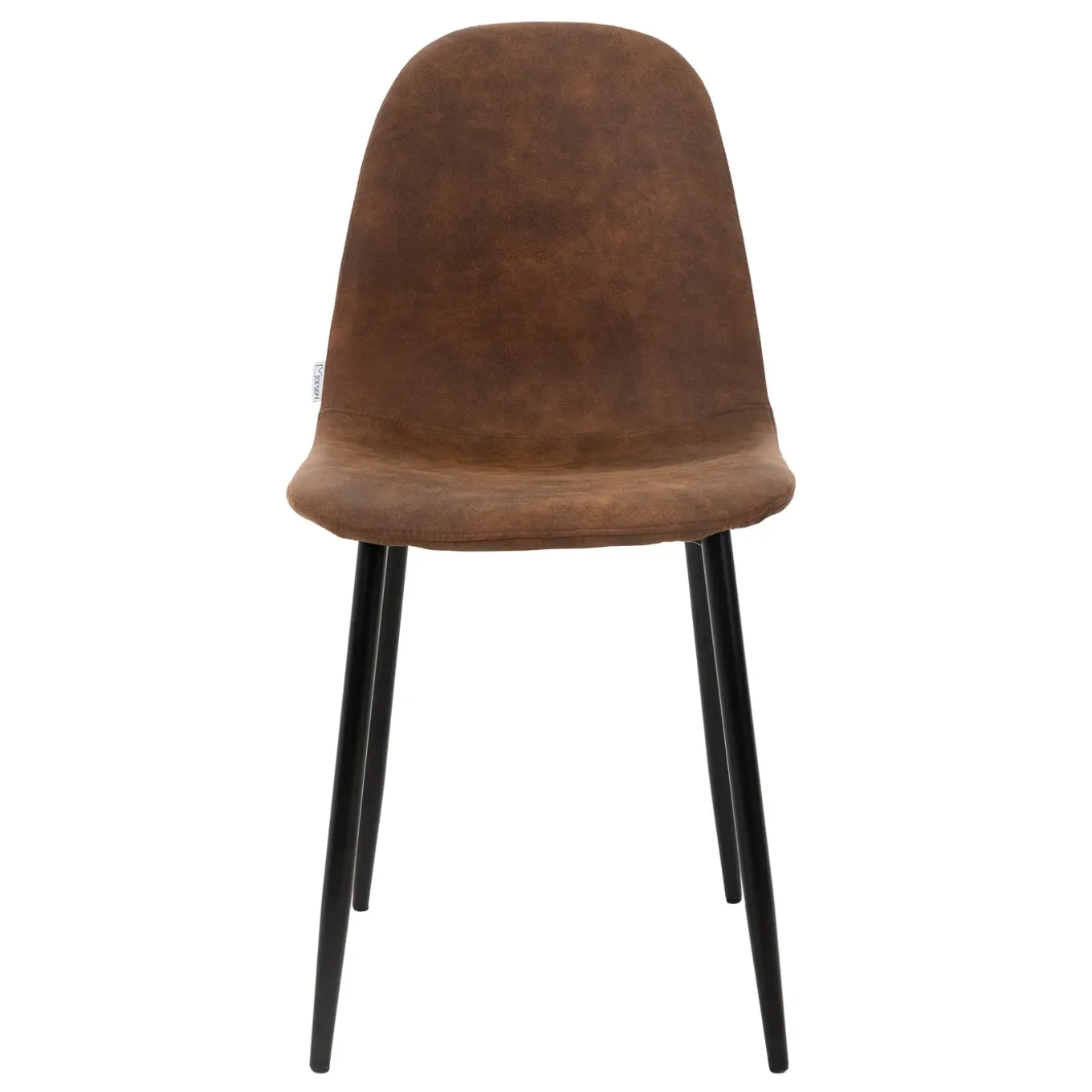 Eetkamerstoelen met rugleuning set van 4 bruin PU kunstleer met metalen poten ML-Design
