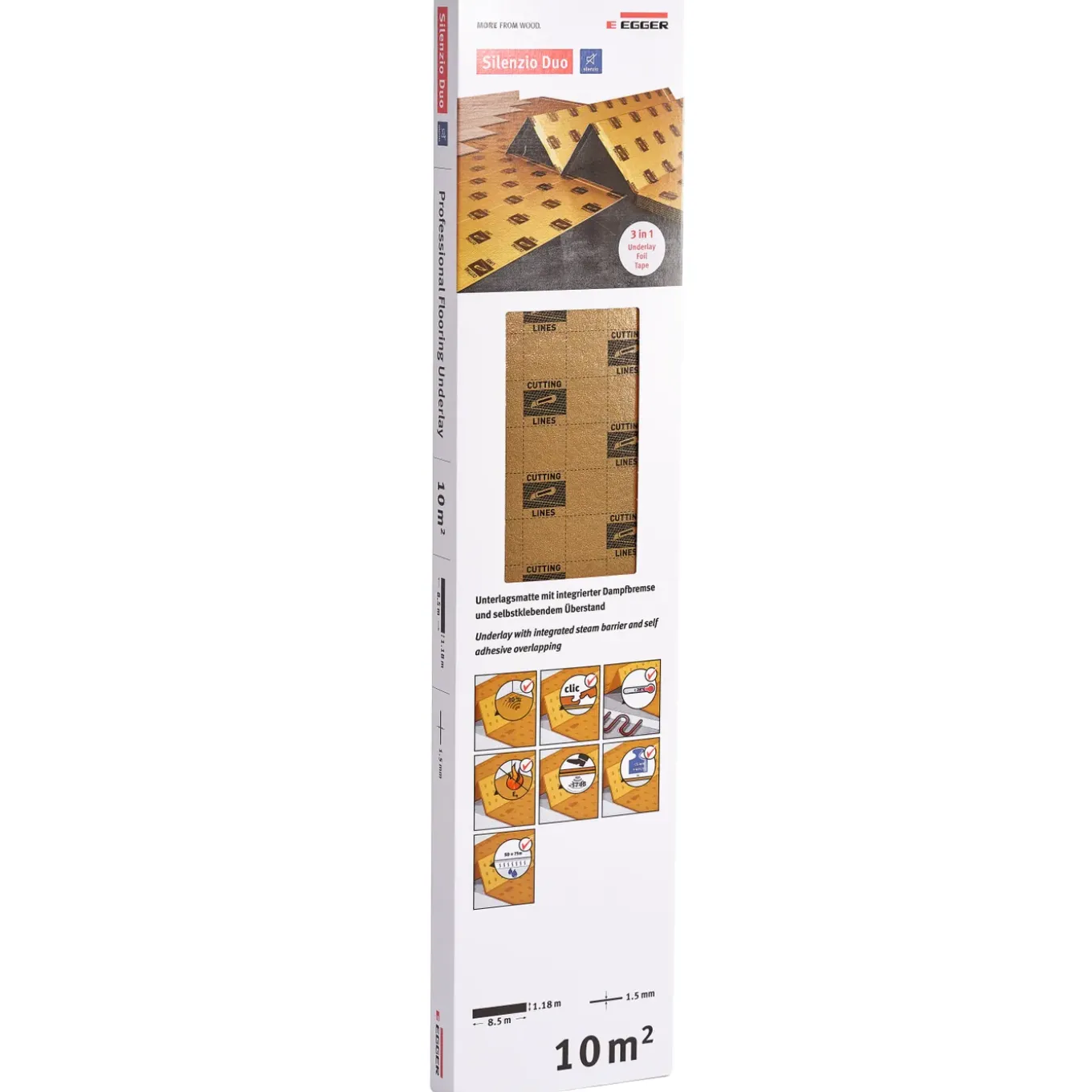 EGGER 'Silenzio Duo' laminaat ondervloer 17dB 10m²