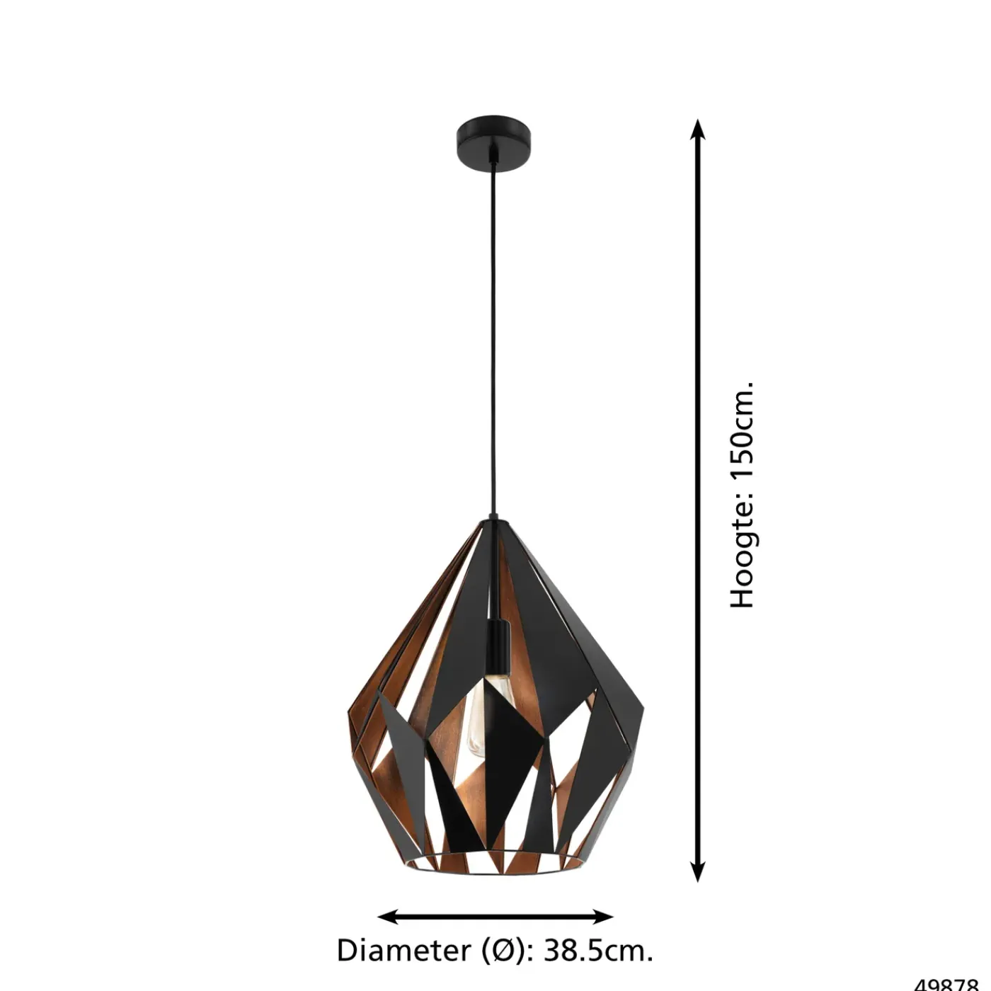 Eglo hanglamp Carlton 1 zwart koper ⌀38,5cm E27