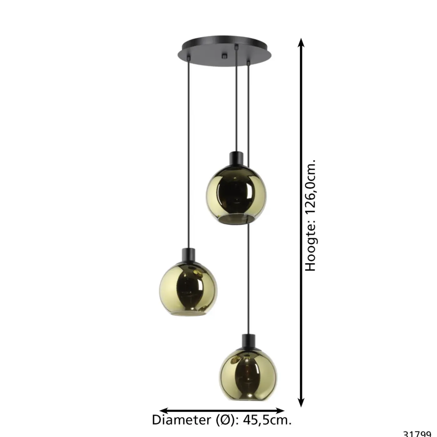 Eglo hanglamp Cesenatico glas goud ⌀42,6cm 3xE27