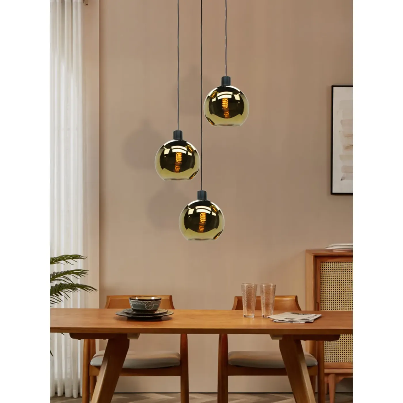 Eglo hanglamp Cesenatico glas goud ⌀42,6cm 3xE27