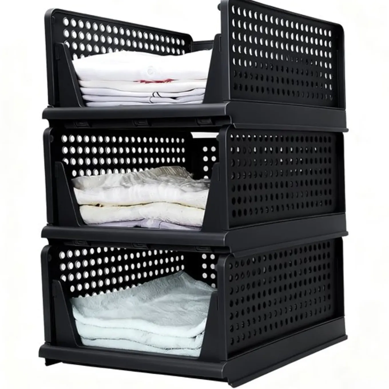 Eleganca Kastorganizer - Ladeboxen - Zwart - 33x42x56 cm - Set Van 3