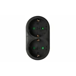 Elektrawebshop Stopcontact Splitter 226659 2 Voudig Zwart Verticaal Met Randaarde