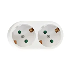 Elektrawebshop Stopcontact Stekker 226656 2 Voudig Wit Horizontaal Met Randaarde