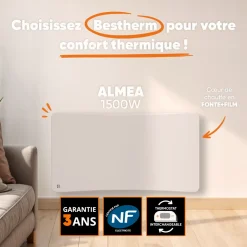 BESTHERM Elektrische Gietijzeren Warmteopslagradiator - - + Film - Wandmodel - Wit - Almea