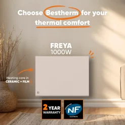 Elektrische Keramische Warmteopslagradiator - Bestherm - + Film - Wandmodel - 1000 W - Wit - Freya