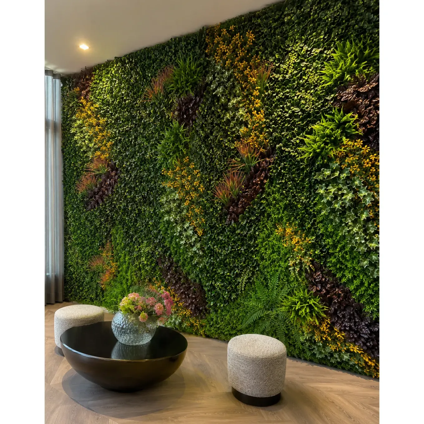 Eleson Sunlit Jungle Bloom Kunsthaag Mospaneel 100x100 Cm