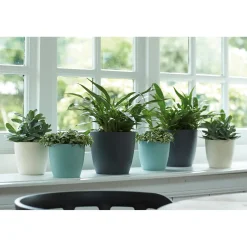 Elho Bloempot Brussels Rond - Kunststof - Zwart - Diam.22xH20,6cm