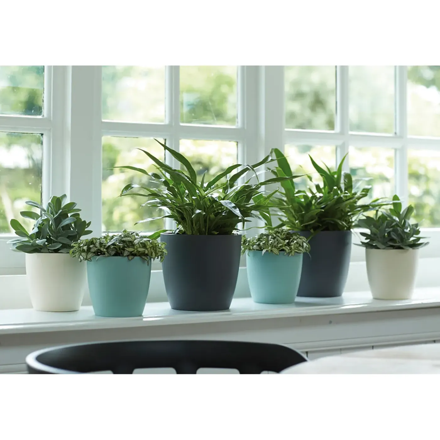 Elho Bloempot Brussels Rond - Kunststof - Zwart - Diam.22xH20,6cm