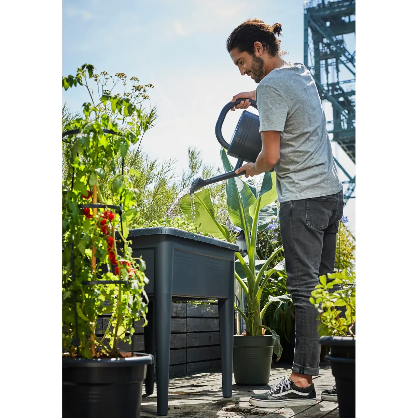 Elho Moestuinbak Green-Basics Super-XXL - Gerecycled-Plastic - Zwart - 56,6x75x22,3cm