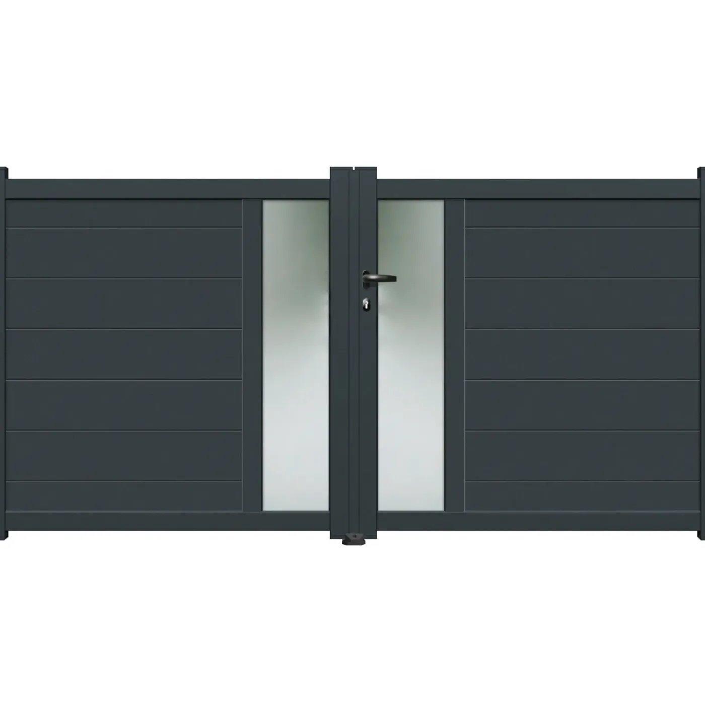 Elsealu Dubbele Draaipoort Fonte - Aluminium - Antracietgrijs RAL 7016 -300x162cm