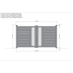 Elsealu Dubbele Draaipoort Fonte - Aluminium - Antracietgrijs RAL 7016 -300x162cm