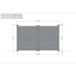 Elsealu Dubbele Draaipoort Mafra - Aluminium - Antracietgrijs RAL 7016 - 300x180cm