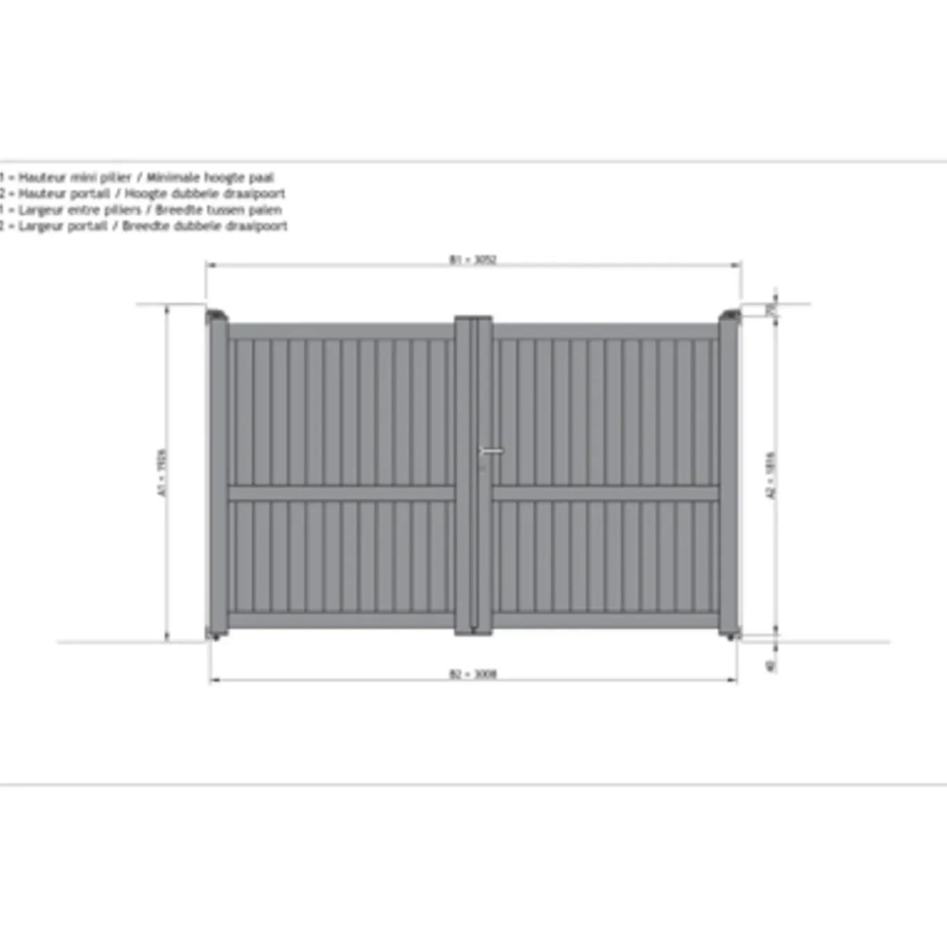 Elsealu Dubbele Draaipoort Mafra - Aluminium - Antracietgrijs RAL 7016 - 300x180cm