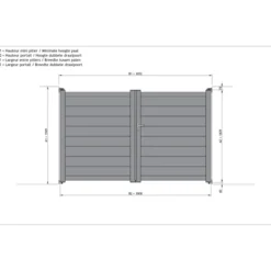 Elsealu dubbele draaipoort Nisa aluminium 300x182cm