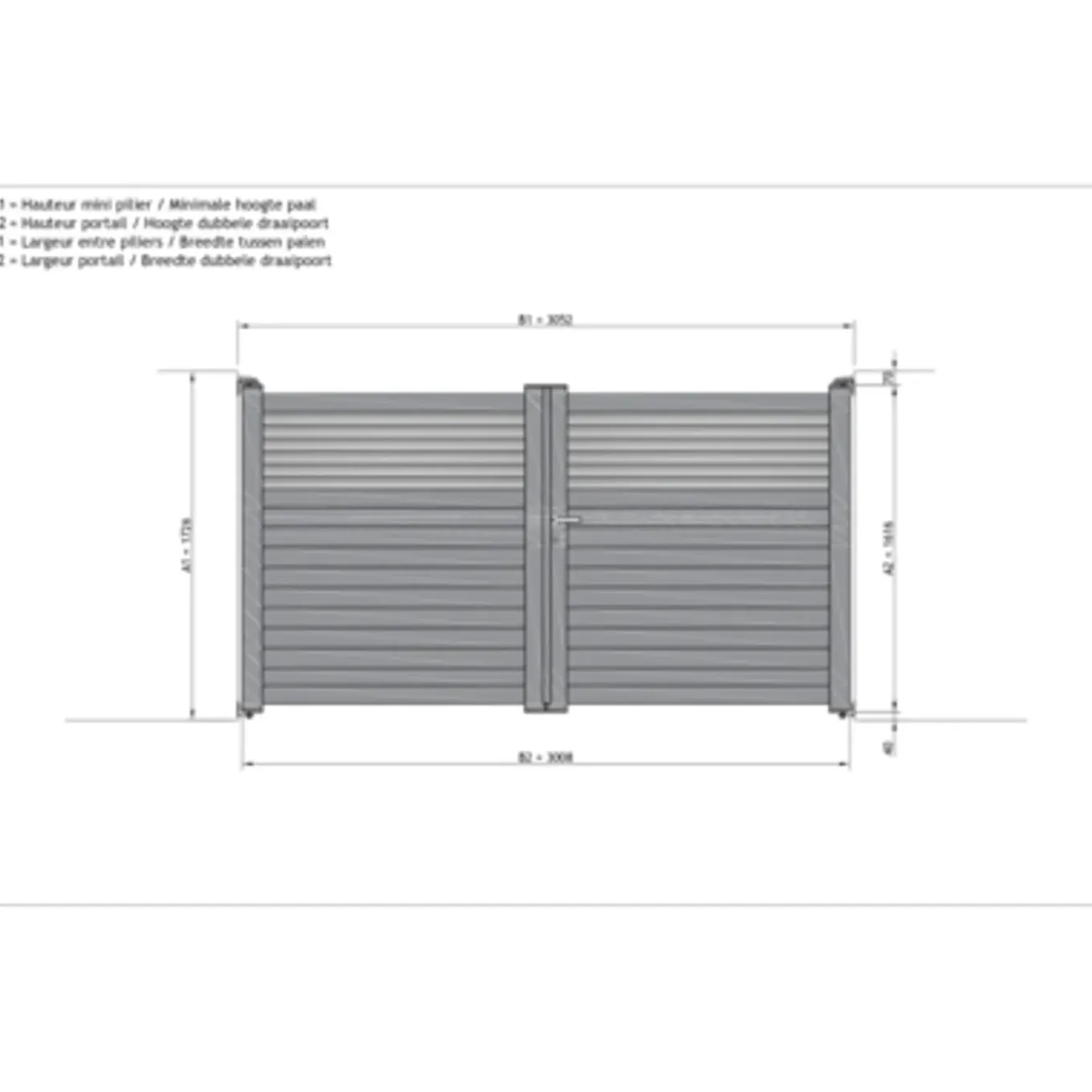 Elsealu Dubbele Draaipoort Vagos - Aluminium - Antracietgrijs RAL 7016 - 300x160cm