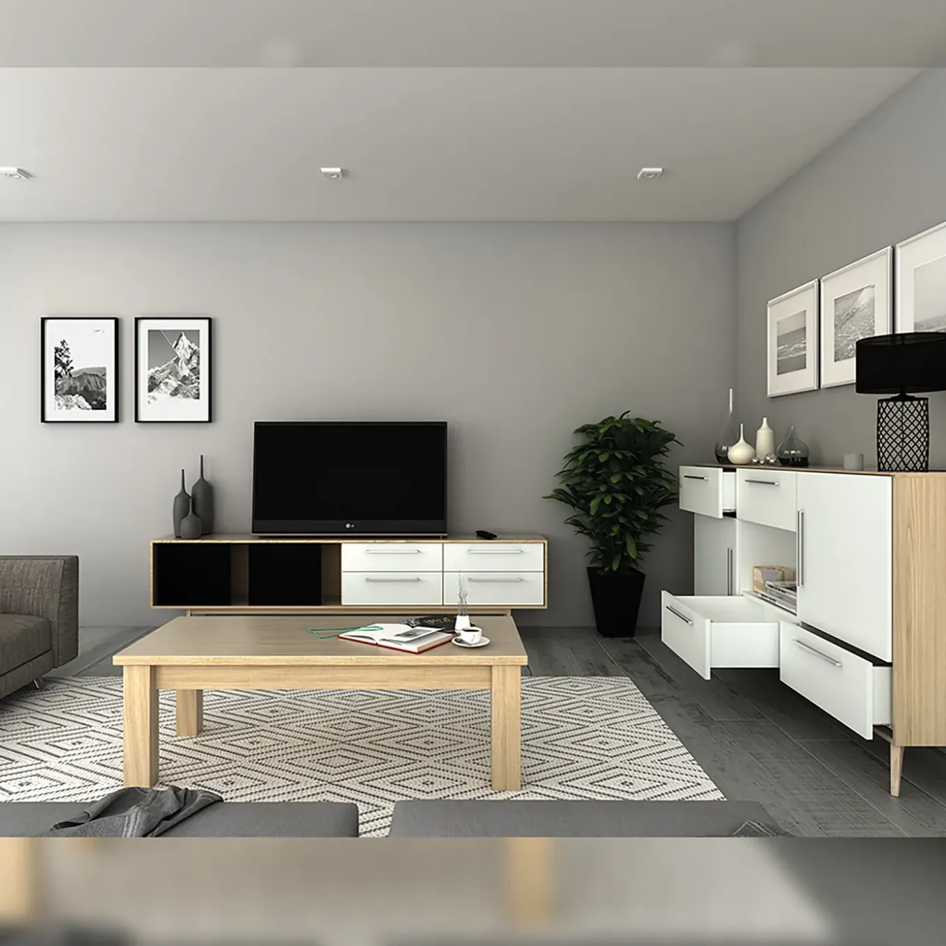 Emuca Concept Buitenste Lade 30kg Hoogte 185mm, Diepte 500mm, Staal, Wit Gelakt